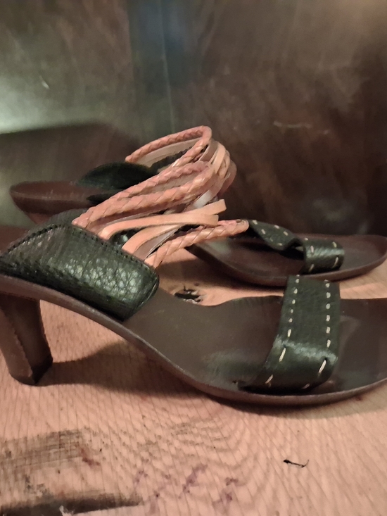 Henry Beguelin Shoes - Women's Braided Strap Heeled Sandals in Black and Tan